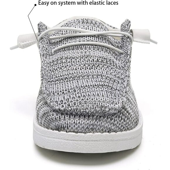 Women's Light Gray Casual Slip On Deck Canvas Loafers Sneakers Boot Shoes - Picture 3 of 7